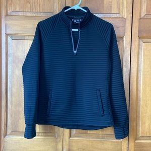Black Ribbed Women's Quarter-Zip Sweatshirt